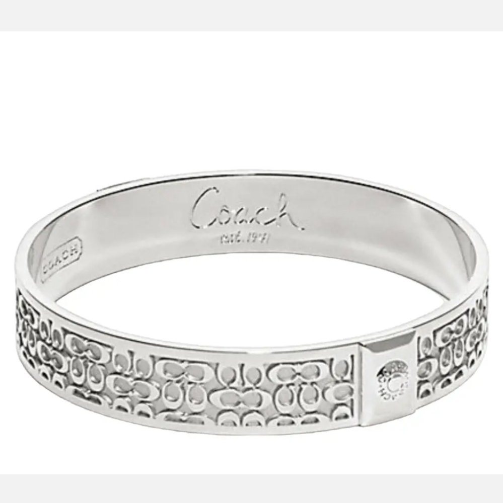 COACH Bangle Bracelet-Vintage Silver C Signature-Authentic
